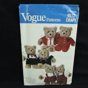 Vintage Vogue Craft Pattern 9572 Baby Teddy Bear Clothes 3 Boy and 3 Girl Outfit - Picture 1 of 6