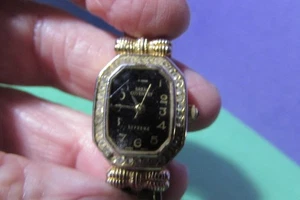 Reloj pulsera Sarah Coventry SUPREME correa de expansión cara negra DE COLECCIÓN - Imagen 1 de 5