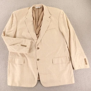 VTG Hopsack Jacket XL 48R Tan Cream 100% Silk Matka Blazer Sport Coat Breathable - Picture 1 of 17