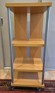 MODERN 4 TIER SHELF UNIT ON CASTERS - Picture 1 of 7