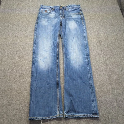 Guess Jeans Mens 32x32 Blue Desmond Relaxed Straight Distressed Baggy Faded - Image 1 of 4
