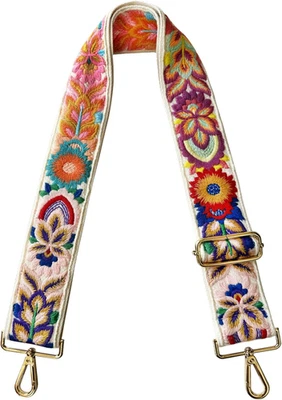 Embroidery Flower Purse Strap Replacement Crossbody for Handbags Women Guitar St - Image 1 of 4
