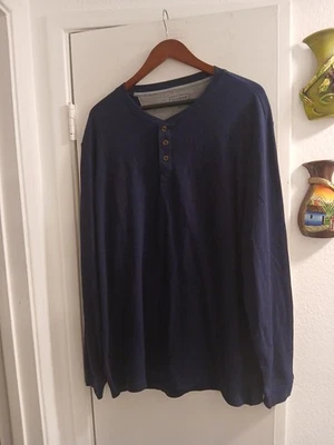 Club Room Men's Long-sleeved 3 Button Pullover  Dark Blue Thermal Brand New  - Image 1 of 4