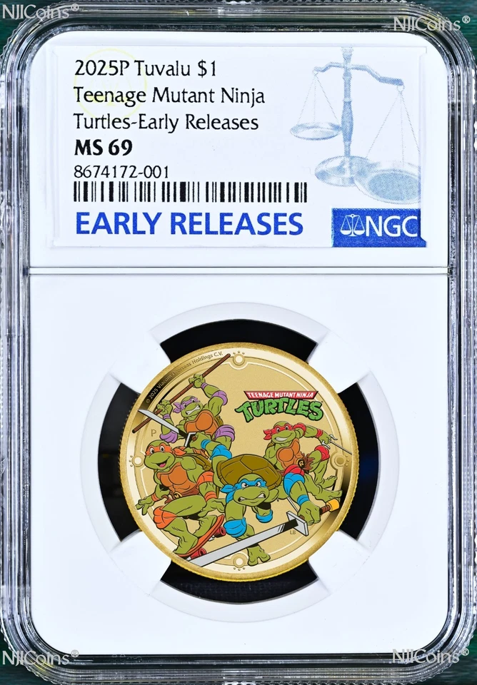 2024 Perth Mint TEENAGE MUTANT NINJA TURTLES Base Metal NGC MS69 $1 Coin ER - Image 1 of 2