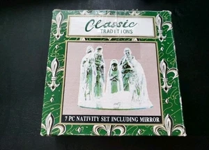 7 Piece Glass Nativity Set Including Mirror - Picture 1 of 4