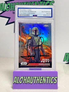 TEMUERA MORRISON SIGNED 2024 TOPPS CHROME BOBA FETT CARD PSA AUTO STAR WARS - Picture 1 of 2