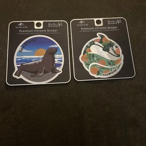 Sea World, Busch Gardens Freizeitpark Premium Chrom Aufkleber Seelöwe, Orca - Bild 1 von 3