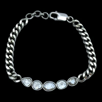 Polki Diamond Bracelet 925 Sterling Silver Chain  - Image 1 of 4