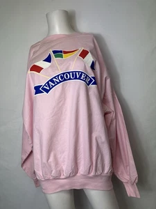 pink vintage Vancouver Long Sleeve Shirt with a graphic of flags Womans xL NWT - Picture 1 of 5