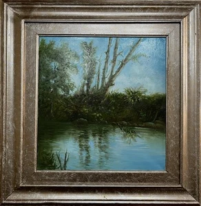20Th CENTURY ANTIQUE ITALIAN OIL PAINTING OLD MASTER GLIMPSES OF ITALIAN LAKE - Picture 1 of 11