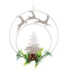 Deer Christmas Ornament with LED Light White and Silver Metal  17x24 cm