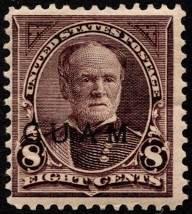 Guam - 1899 - 8 Cents Overprinted Violet Brown General Sherman Issue # 7 Mint - Picture 1 of 1