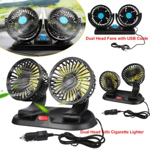Dual Head Fans Air Cooling Fan Adjustable Wind Speed Fit For Car Dashboard/Table - Picture 1 of 43