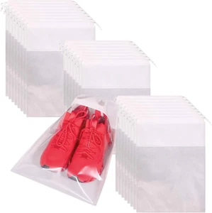 24 Pack Portable Shoe Bags for Large Shoes Pouch Storage Organizer Clear Window - Picture 1 of 12