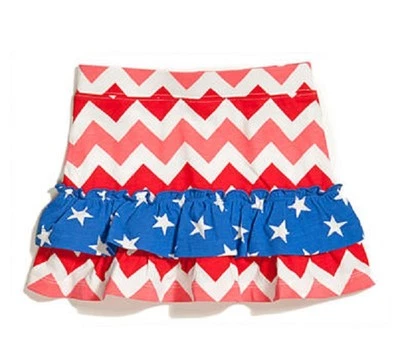 J Khaki Toddler (2T-5) Patriotic Stars/Chevron Ruffle Knit Scooter Skorts - $20 - Image 1 of 2