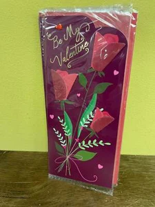 New Valentine Card BE MY VALENTINE HEARTS HAPPINESS w/ Envelope in Plastic Seal - Picture 1 of 3