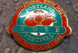 Portland Rose Festival Invitational Swim Meet 1986 pin insignia - Imagen 1 de 3