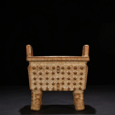 Quemador de incienso 7,5" canción dinastía horno oficial porcelana esmalte amarillo grieta de hielo Foto 1 de 4