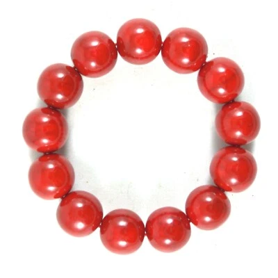 Pulsera de cuentas redondas mar indonesia coral rojo esponja genuina 18 mm Foto 1 de 4