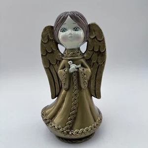 Vtg Norcrest Angel Gold Dress Holding Dove Musical Silent Night 8” Made in Japan - Picture 1 of 15