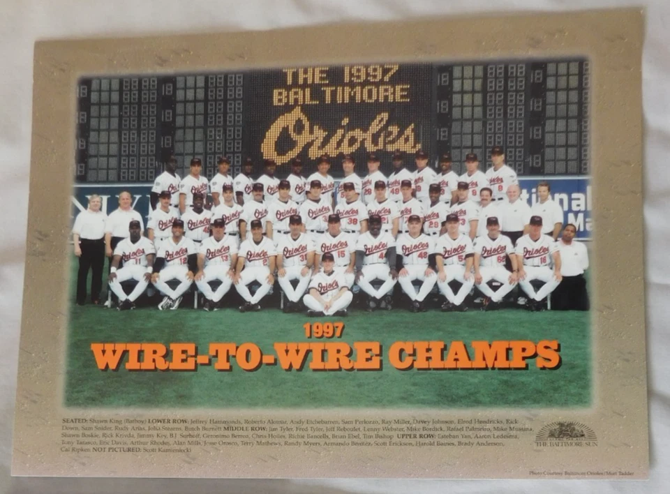 1997 Baltimore Orioles 10x13 Poster Baltimore Sun - Image 1 of 1
