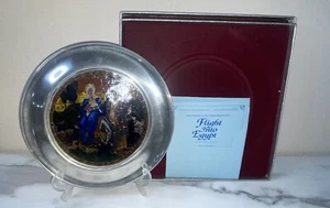 1982 US Historical Society Pewter/Stained Glass Plate "Flight Into Egypt" - Picture 1 of 9