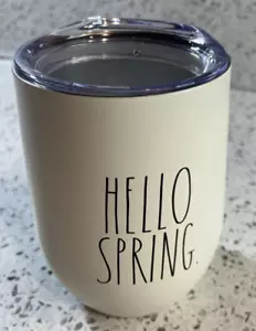 Magenta Rae Dunn "Hello Spring." Metal Tumbler w/ Clear Lid, For Wine Or Coffee - Picture 1 of 5