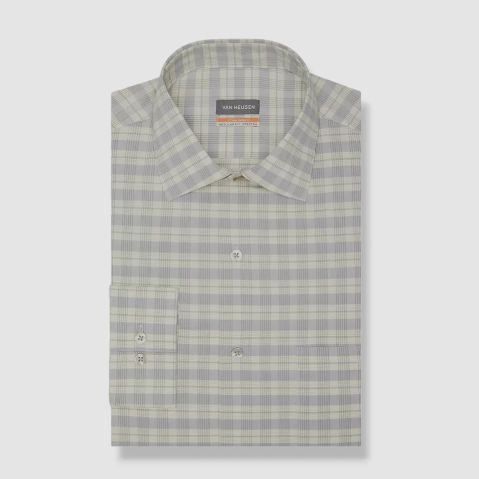 $56 Van Heusen мужской желтый клетку пятно щит эластичной платье рубашка 15-15,5 32/33 - Изображение 1 из 1