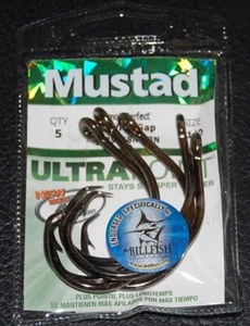 5 ganchos de círculo de espacio ancho Mustad 39948NPBN-110 tamaño ultra punto 11/0 demonio - Imagen 1 de 2