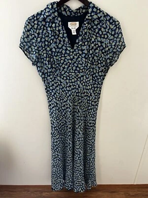 Vtg Womens Talbots Dress Petite Size 10 Pure Silk Layered Babydoll 90s Geometric - Image 1 of 4