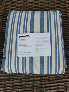 Pottery Barn Antique Stripe Print 2 In 1 Pole Top Blackout 50" x 96" Blue - Picture 1 of 2
