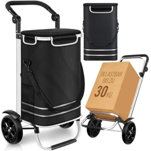 3 in 1 Einkaufstrolley Klappbarer Wagen mit Kühlfach 56L -Retourenware- schwarz - Bild 1 von 5