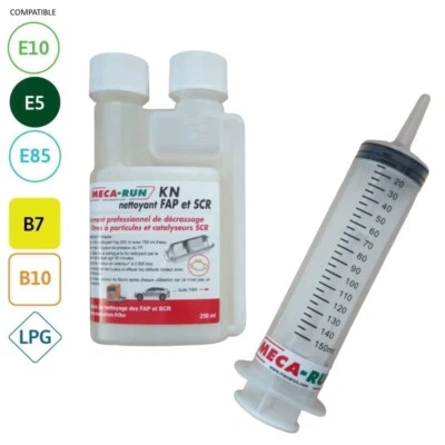 MECARUN Nettoyant KN Filtre à particule FAP DPF 250ml avec seringue d'injection