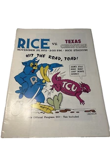 1972 Rice Owls Vs TCU Texas Christian Horned Frogs College Football Program - Picture 1 of 6