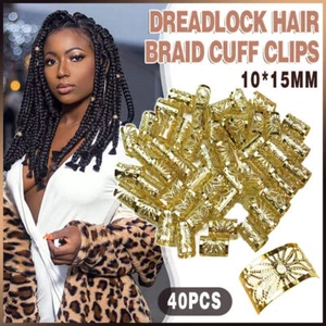 40x Dreadlock Hair Braid Cuff Clips Bead Ring Wrap Adjustable Jewellery Gold Set - Picture 1 of 11