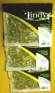 3 PACKS LINDY WATSIT GRUBS-45 BODIES-15 / PACK- 2" METALLIC GOLD (LWGB254) - Picture 1 of 2