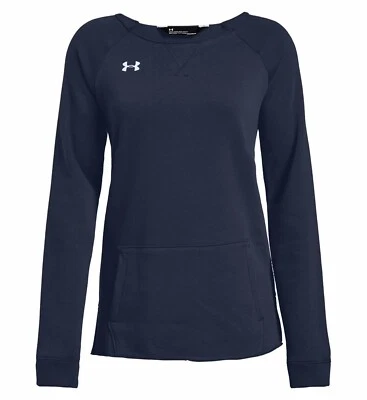 Under Armour Women's UA Hustle Fleece Crewneck Pullover Sweatshirt Navy XS - Image 1 of 3