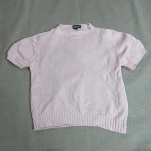 Maglione vintage Lands End donna grande rosa maglia manica corta preppy made in USA - Foto 1 di 6