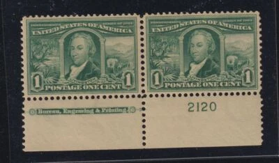 1904 Louisiana Purchase 1c green Sc 323 plate number & imprint MLH nice OG (TC - Image 1 of 2