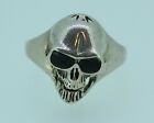 Silver Skull Ring - Sterling Silver Gothic Skull Ring Size P 1/2
