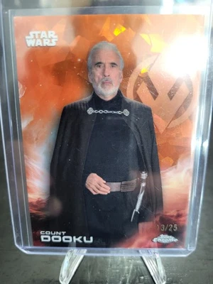 2025 Topps Chrome Sapphire Star Wars Count Dooku Orange Refractor /25 - Image 1 of 3