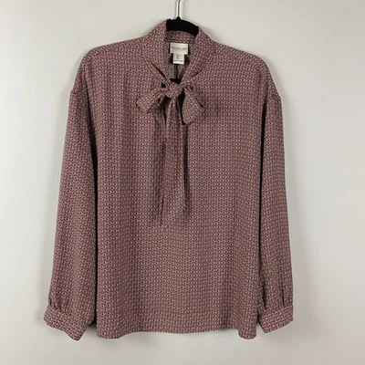 Blusa Rachel Zoe Cuello Corbata Talla Grande Popover Manga Larga Patrón Multicolor Foto 1 de 4