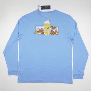 Vineyard Vines Oktoberfest T-Shirt Mens XL Blue Long Sleeve Logo Pocket Tee Beer - Picture 1 of 8