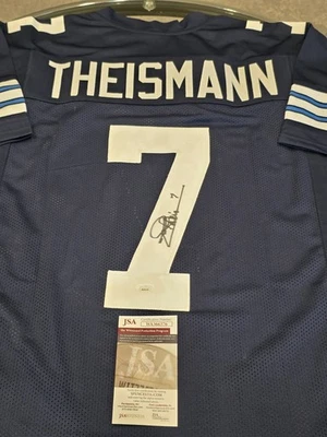Joe Theismann Autographed/Signed Jersey JSA COA Blue Custom Jersey  - Image 1 of 4