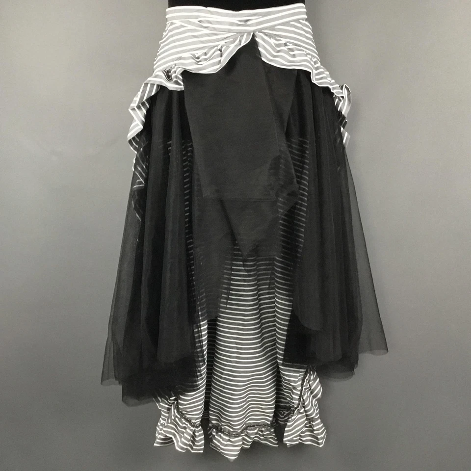 Saia Belle Poque Feminina XL Cinza Listra Envoltório Alta Baixa Steampunk Gótica Retrô - Imagem 1 de 4
