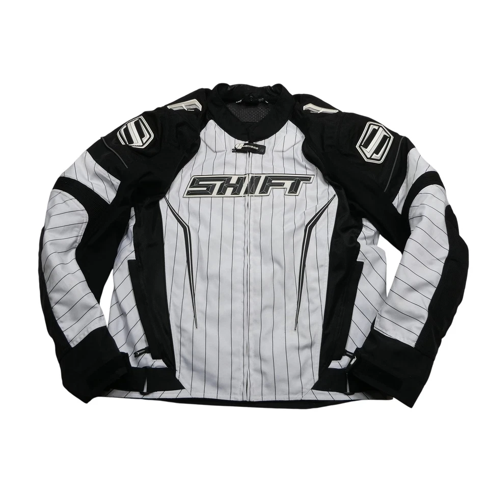 Chaqueta Shift Racing Para Hombre Grande Negra Blanca Avenger Motocicleta Armadura Rayas Foto 1 de 4