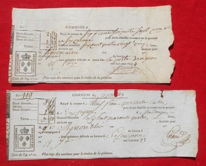 Ville de Cavaillon - Contributions Indirectes - 2  Reçus pour 1822 et 1823    ! - Foto 1 di 1
