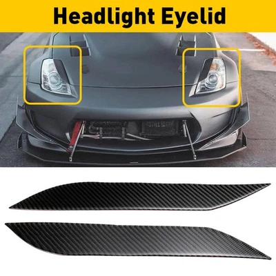 2x Eyelid Headlight Eyebrows Eye Lid Brow Carbon fiber For 2003-2009 Nissan 350Z - Image 1 of 4