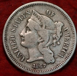 1867 Philadelphia Mint Three Cent Coin - Picture 1 of 2