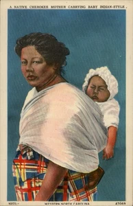 Western North Carolina Native Cherokee Mother & Baby NC Postcard - Picture 1 of 2